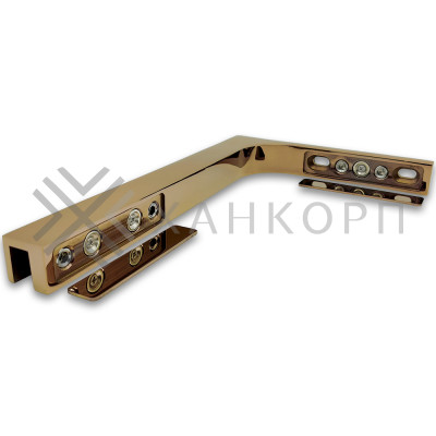 Угловой стабилизатор Диор FDK-4L стена-стекло 90˚ левый, нержавейка/розовое золото