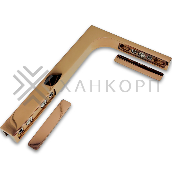 Угловой стабилизатор Диор FDK-4L стена-стекло 90˚ левый, нержавейка/розовое золото