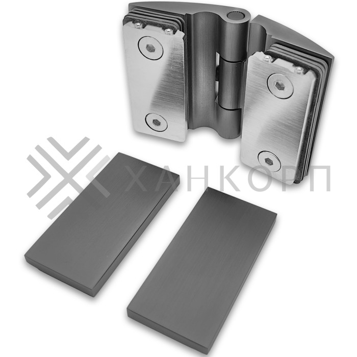 Петля Европа FDP-119 стекло-стекло 180˚ с крышками, латунь/оружейная сталь