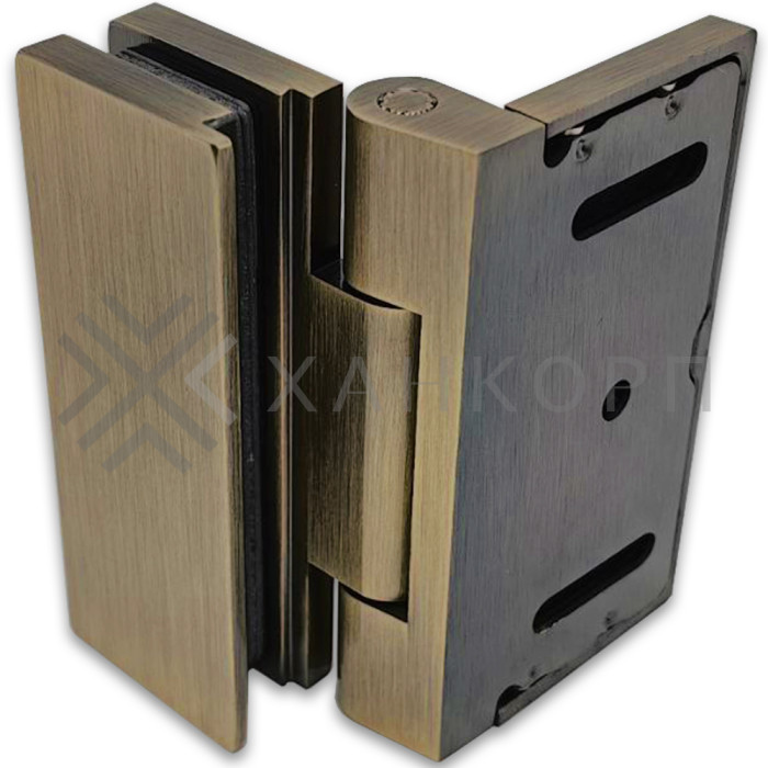 Петля Гера FDP-122 стена-стекло 90˚ открывание внутрь, латунь/бронза