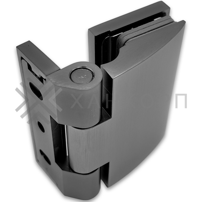 Петля Европа FDP-118 стена-стекло 90° с крышками, латунь/оружейная сталь