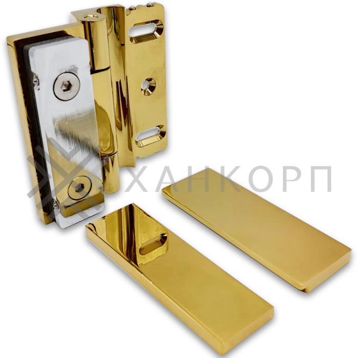 Петля Гера FDP-120 стена-стекло 90˚ открывание наружу, латунь/золото