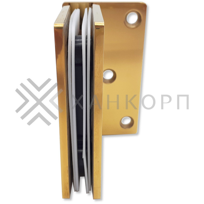 Петля Альфа α FDP-10 стена-стекло с боковым креплением, нержавейка/золото