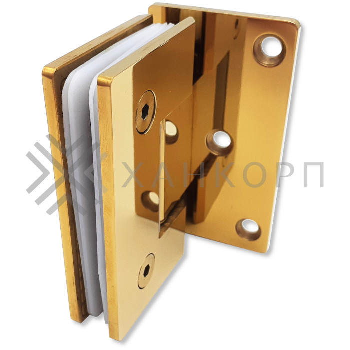 Петля Альфа α FDP-10 стена-стекло с боковым креплением, нержавейка/золото