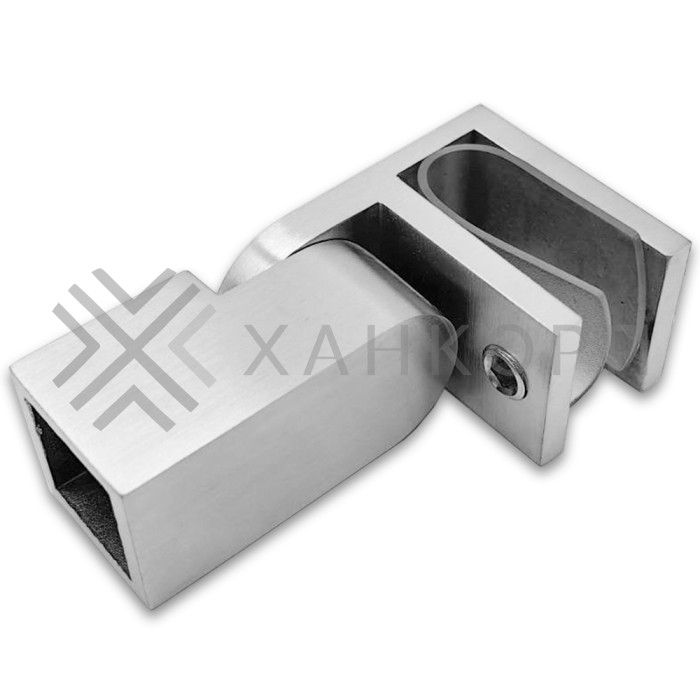 Держатель стекла FDC-50, 15х15 торцевой 0°-180°, нержавейка/матовый
