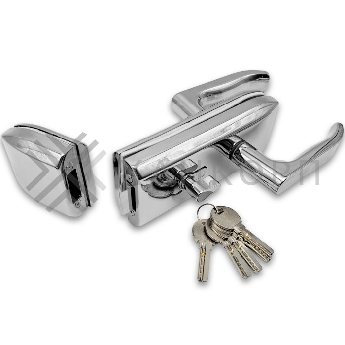 Замок FKZ-35 для стеклянной двери ключ/защелка, нержавейка/полированный