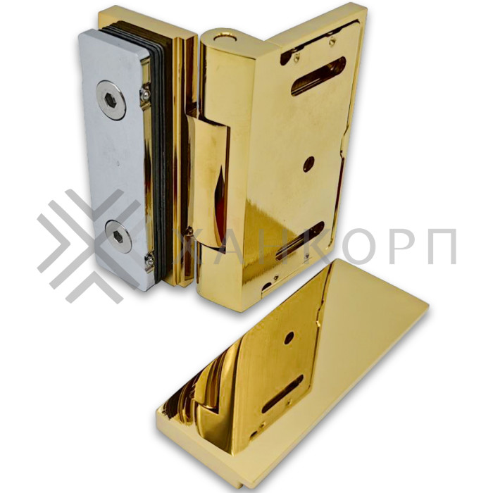 Петля Гера FDP-122 стена-стекло 90˚ открывание внутрь, латунь/золото
