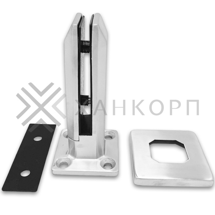 Стойка FOS-05 для стекла напольная 90х190 мм со сверление, нержавейка/матовый