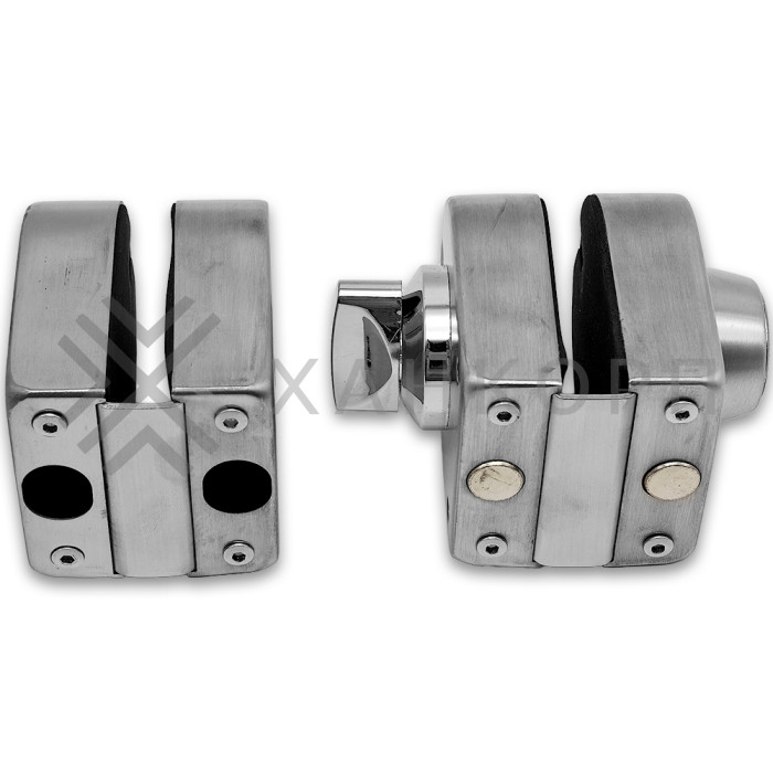 Замок FKZ-36 зажимной с круглым ригелем стекло-стекло ключ/защёлка, нержавейка/матовый