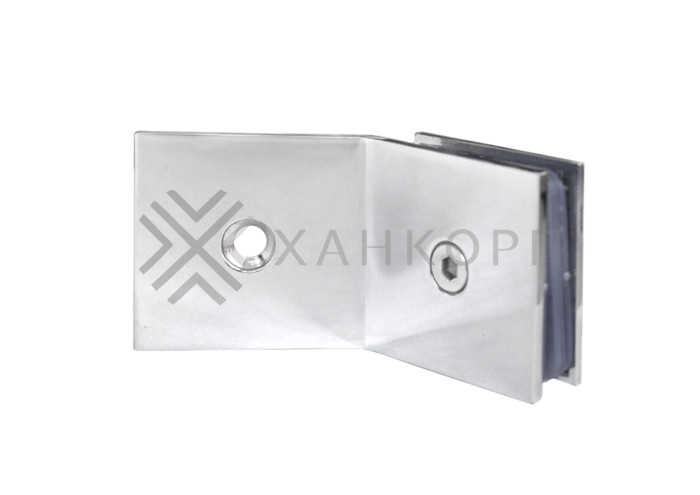 Коннектор Бета β FDK-27 стена-стекло 135˚ с пластиной, нержавейка/матовый