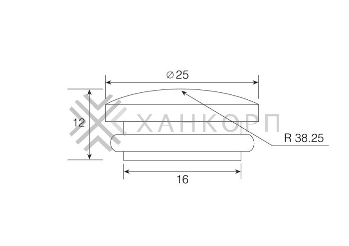 Заглушка FDS-74 для трубы 25 мм Торцевая, нержавейка/матовый