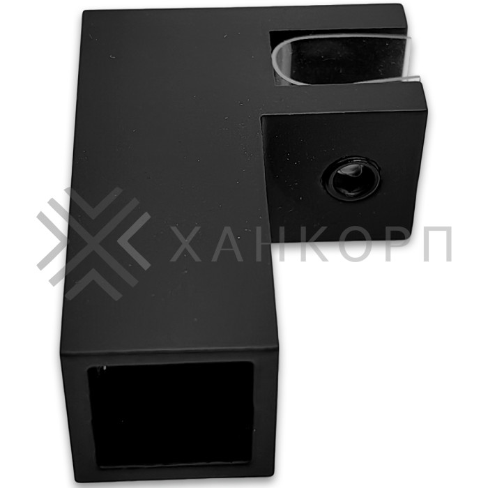 Держатель стекла FDC-61, 15х15 торцевой 90°, нержавейка/черный