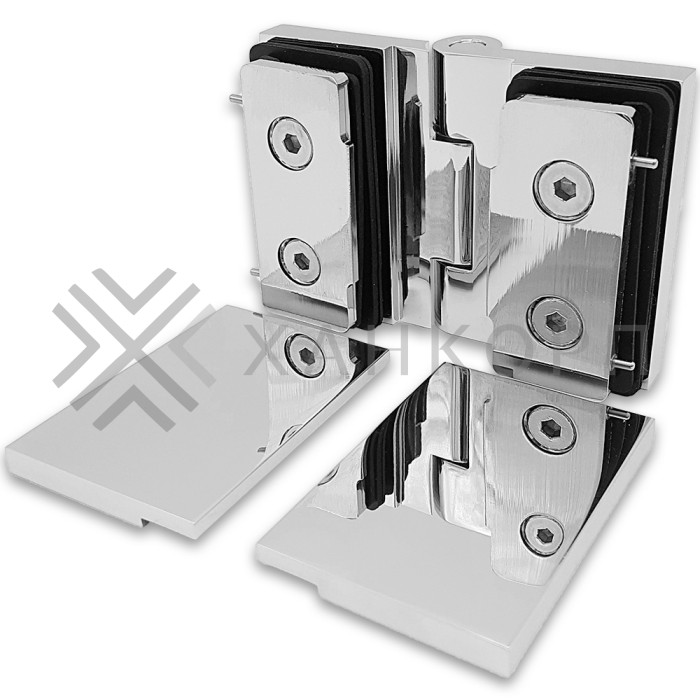 Петля Майя FDP-171 стекло-стекло 180˚, латунь/хром