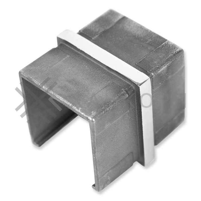 Муфта соединительная FOP-205 для поручня на стекло 40х40 с пазом, нержавейка/полированный