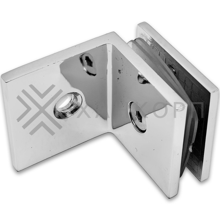 Коннектор Альфа α FDK-13 стена-стекло 90˚ с пластиной, цинк/хром