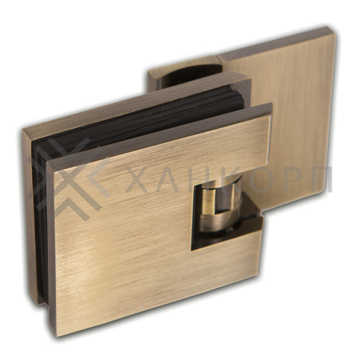 Петля Аврора FDP-180 стена-стекло 90˚ с крышками, латунь/бронза