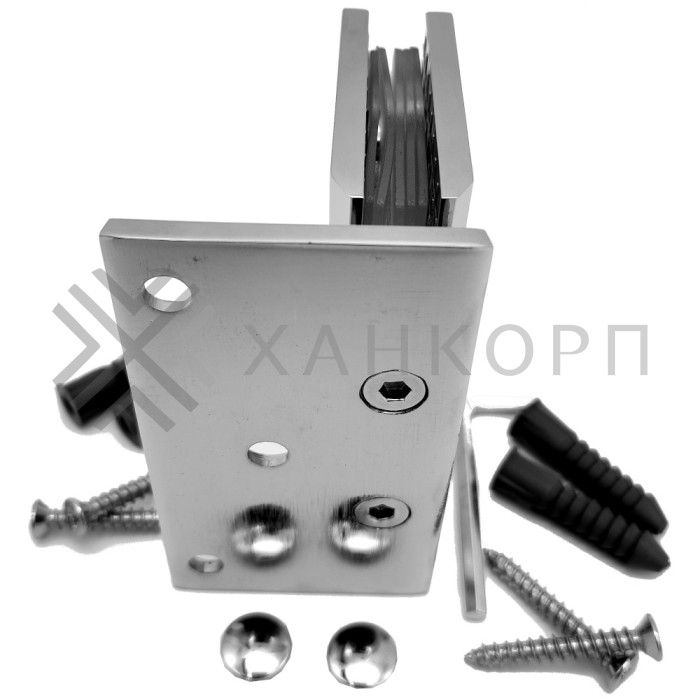 Петля Альфа α FDP-10 стена-стекло с боковым креплением, цинк/хром