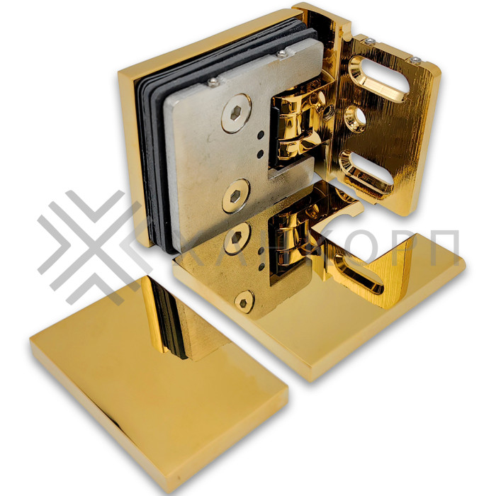 Петля Аврора FDP-180 стена-стекло 90˚ с крышками, латунь/золото