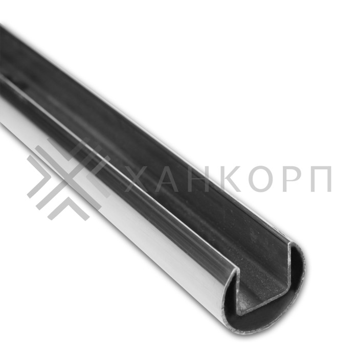 Поручень FOP-220 круглый Ø42.4 мм с пазом 24х24 длина 6 м, нержавейка/полированный