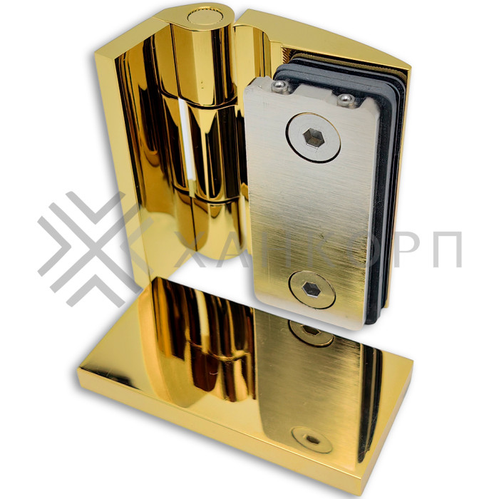 Петля Европа FDP-118 стена-стекло 90° с крышками, латунь/золото