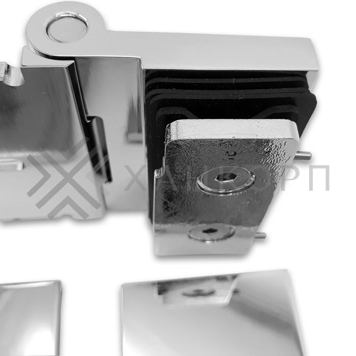 Петля Майя FDP-172 стена-стекло 90˚ открывание внутрь, латунь/хром