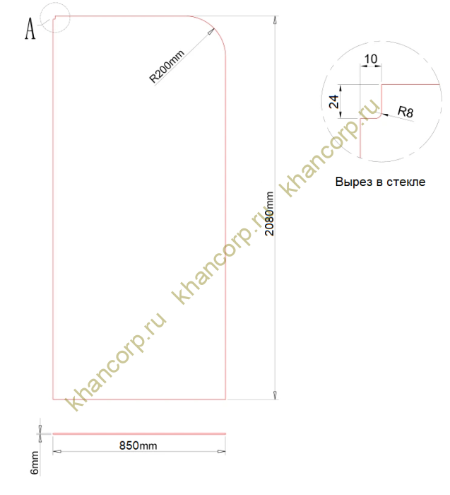 Петля Ника FDP-302 сплошная стена-стекло, высота 2100 мм, для стекла 8 мм, алюминий/черный