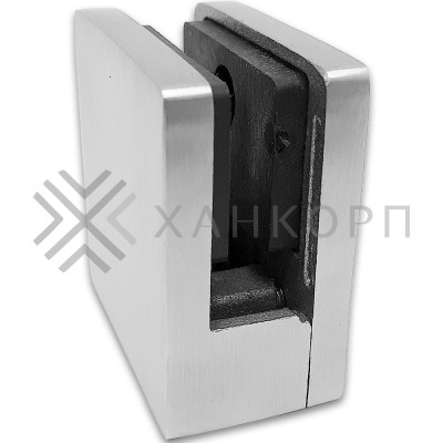 Крепление стекла FKK-83, 45х45х26 к плоской трубе или полу, литое, нержавейка/матовый