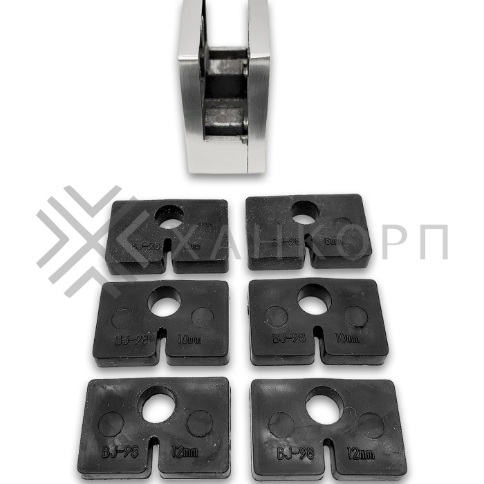 Крепление стекла FKK-83, 45х45х26 к плоской трубе или полу, литое, нержавейка/матовый