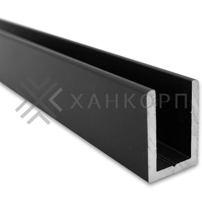 Профиль FDPA-60.3 п-образный 19х15х2 мм под стекло 10 мм, 3 м, алюминий/черный