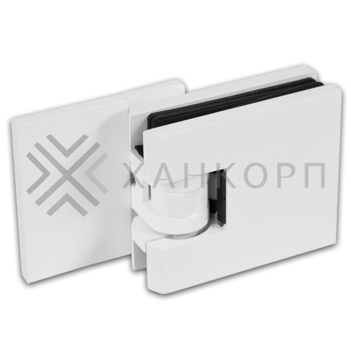 Петля Аврора FDP-180 стена-стекло 90˚ с крышками, латунь/белый