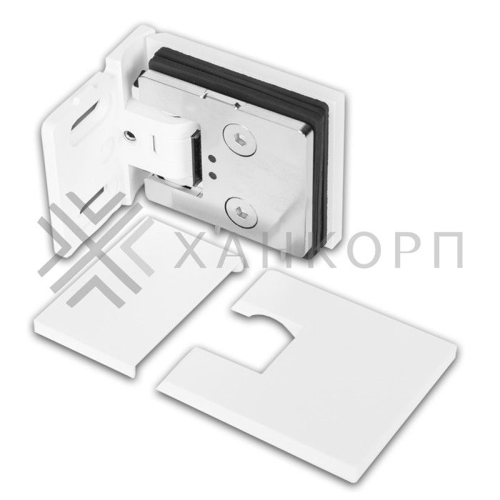 Петля Аврора FDP-180 стена-стекло 90˚ с крышками, латунь/белый