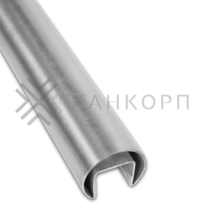 Поручень FOP-220 круглый Ø42.4 мм с пазом 24х24 длина 6 м, нержавейка/матовый