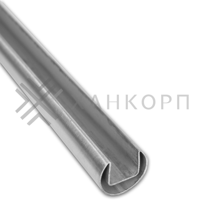 Поручень FOP-220 круглый Ø42.4 мм с пазом 24х24 длина 6 м, нержавейка/матовый