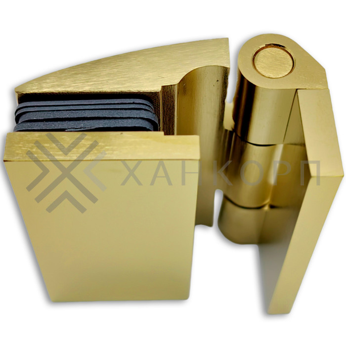 Петля Европа FDP-118 стена-стекло 90° с крышками, латунь/брашированное золото