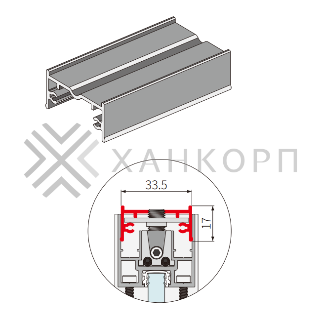 Крышка FMPA-24.2 верхнего/нижнего профиля для неподвижного стекла (FDS-19), длина 2м, алюминий/черный