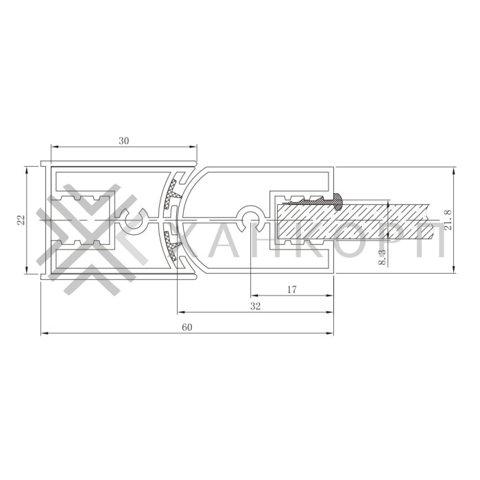 Петля Ника FDP-302 сплошная стена-стекло, высота 2100 мм, для стекла 8 мм, алюминий/хром