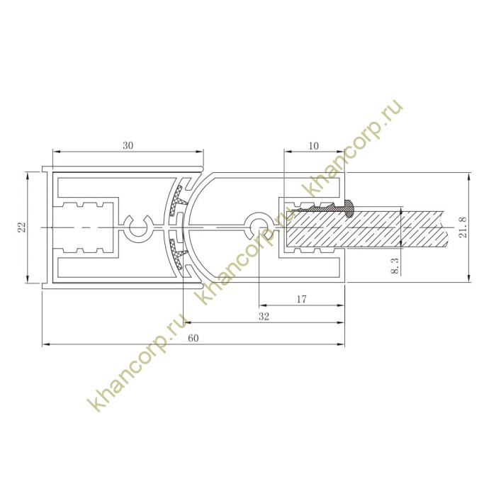Петля Ника FDP-302 сплошная стена-стекло, высота 2100 мм, для стекла 8 мм, алюминий/хром