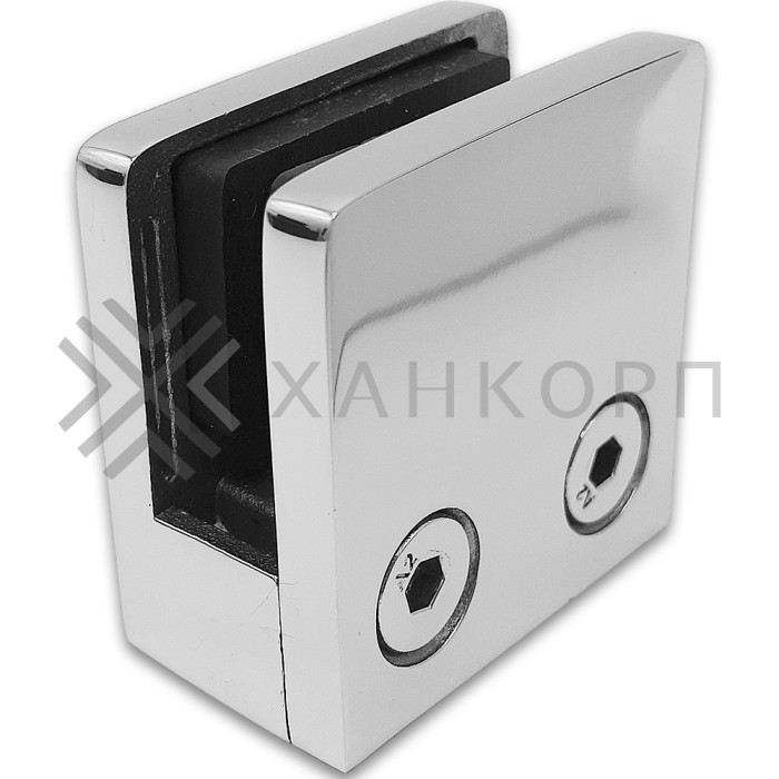 Крепление стекла FKK-83, 45х45х26 к плоской трубе или полу, литое, нержавейка/полированный