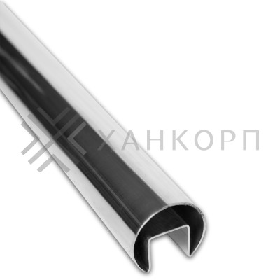 Поручень FOP-230 круглый Ø48.3 мм с пазом 24х24 длина 6 м, нержавейка/полированный