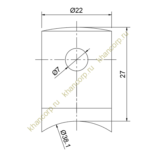 Держатель FOP-6T.01 тросика Ø6 мм, 22*30 мм, под трубу Ø38 мм, нержавейка/полированный