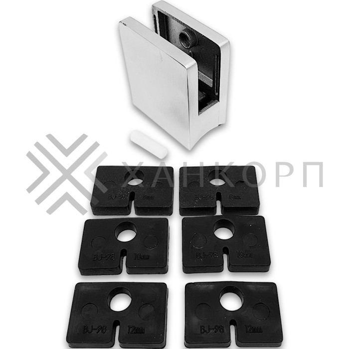 Крепление стекла FKK-81, 45х45х26 к круглой трубе Ø38 литое, нержавейка/матовый