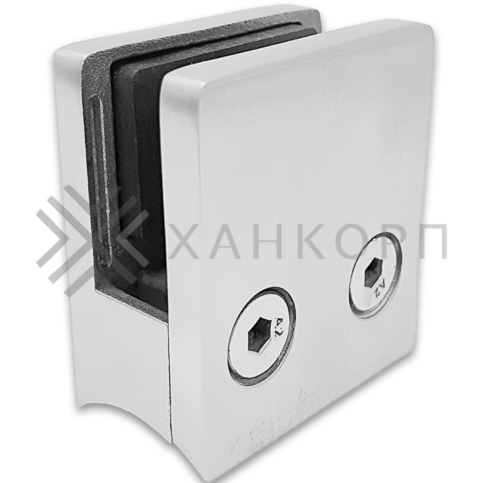 Крепление стекла FKK-81, 45х45х26 к круглой трубе Ø38 литое, нержавейка/матовый