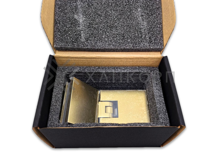 Петля Аврора FDP-185 стекло-стекло 135˚ с крышками, латунь/золото