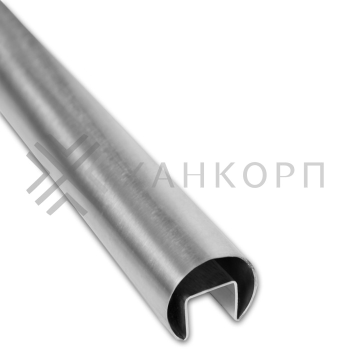 Поручень FOP-230 круглый Ø48.3 мм с пазом 24х24 длина 6 м, нержавейка/матовый