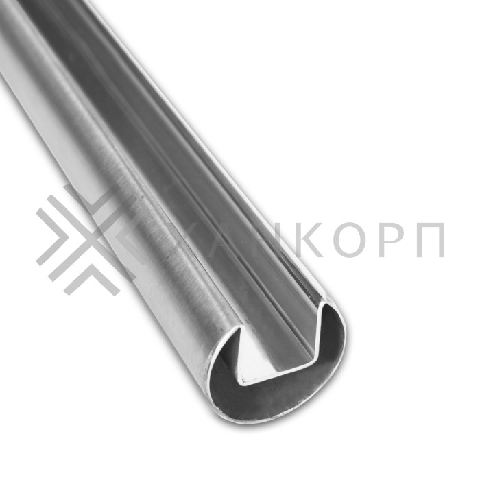 Поручень FOP-230 круглый Ø48.3 мм с пазом 24х24 длина 6 м, нержавейка/матовый