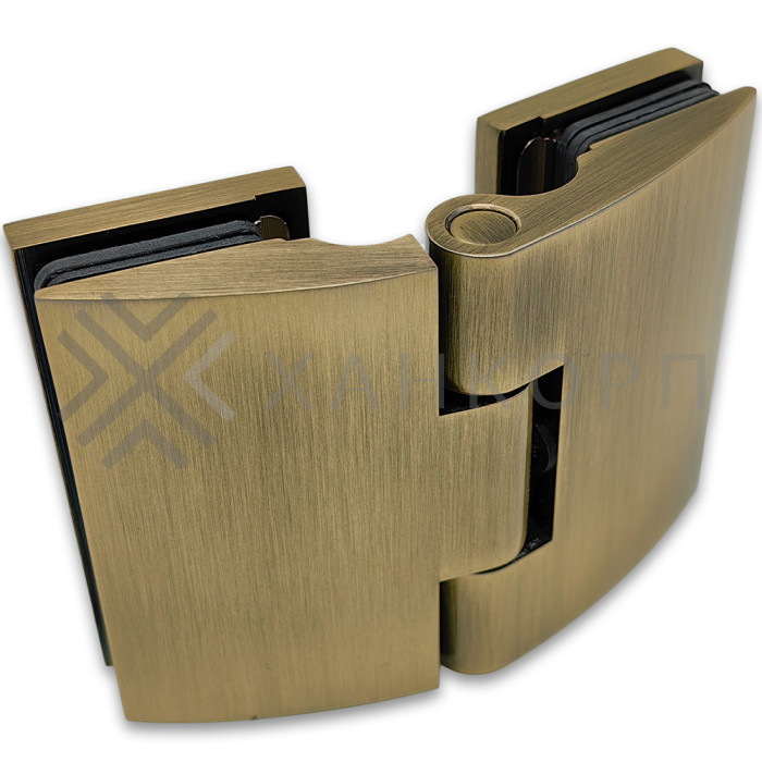 Петля Европа FDP-119 стекло-стекло 180˚ с крышками, латунь/бронза