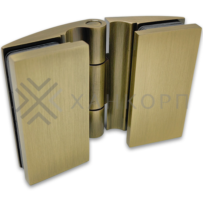 Петля Европа FDP-119 стекло-стекло 180˚ с крышками, латунь/бронза