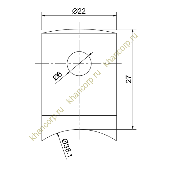 Держатель FOP-5T.01 тросика Ø5 мм, 22*30 мм, под трубу Ø38 мм, нержавейка/полированный