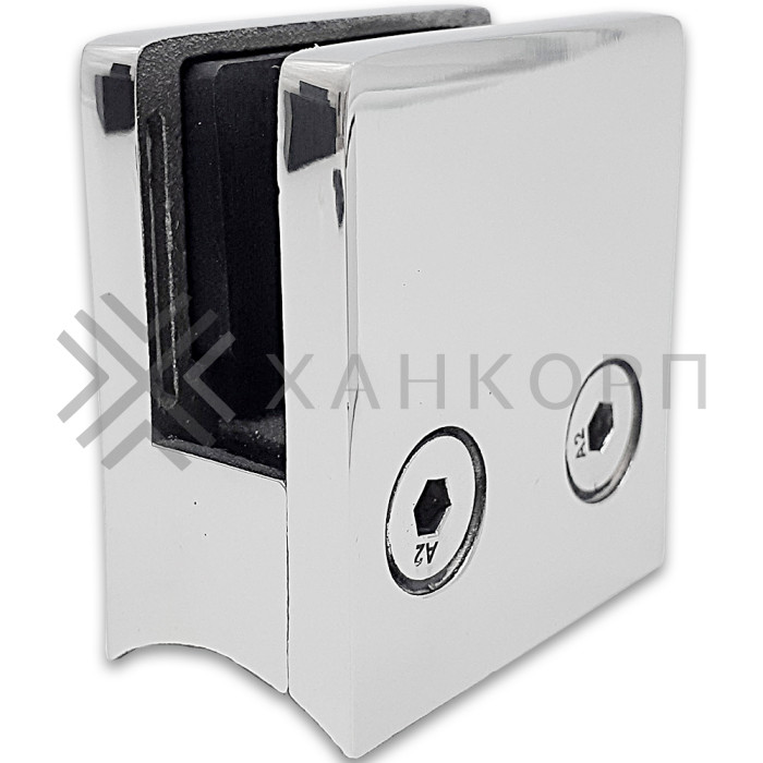 Крепление стекла FKK-81, 45х45х26 к круглой трубе Ø38 литое, нержавейка/полированный