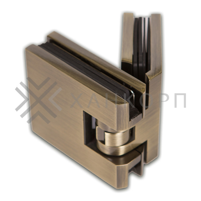 Петля Аврора FDP-185 стекло-стекло 135˚ с крышками, латунь/бронза